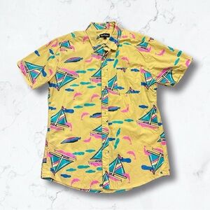 Pink Dolphin Short Sleeve Beach Button Up